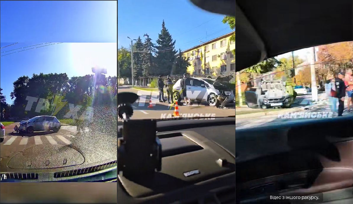 Серйозна ДТП біля відділку поліції у Кам’янському: Nissan перевернувся і влетів у паркан