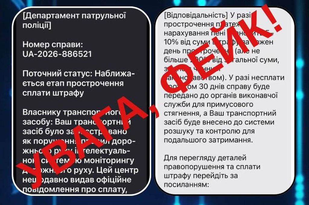 Шахраї розсилають водіям фейкові повідомлення про штрафи